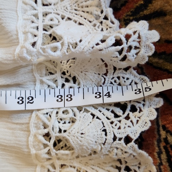 Hint Of Mint Lace Gauze Ivory Boho Dress S - Picture 8 of 10
